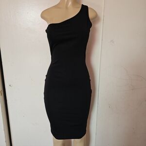 SL Fashions Black One-Shoulder Dress